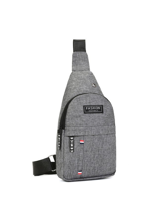 Men's Running Chest Bag 2024 Outdoor Sports Night Glow Casual Waterproof Crossbody Bag Street Trend Nylon Pure Color Daily Match-Color:letter  Gray - Image 1